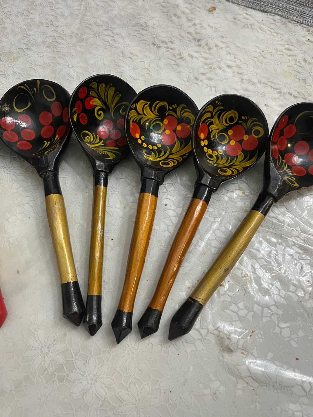 Decorative Wooden Bowl and 10 Spoons