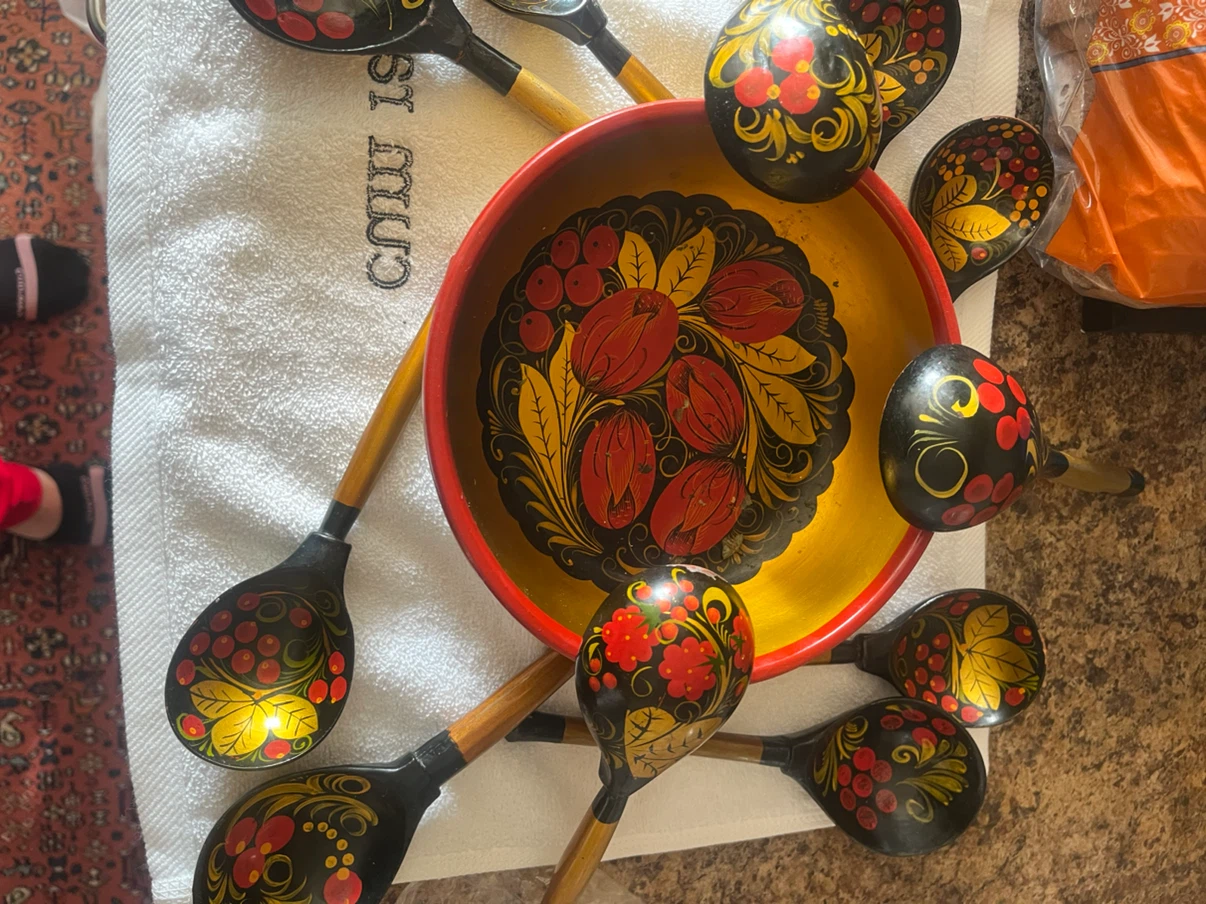 Decorative Wooden Bowl and 10 Spoons - photo 4