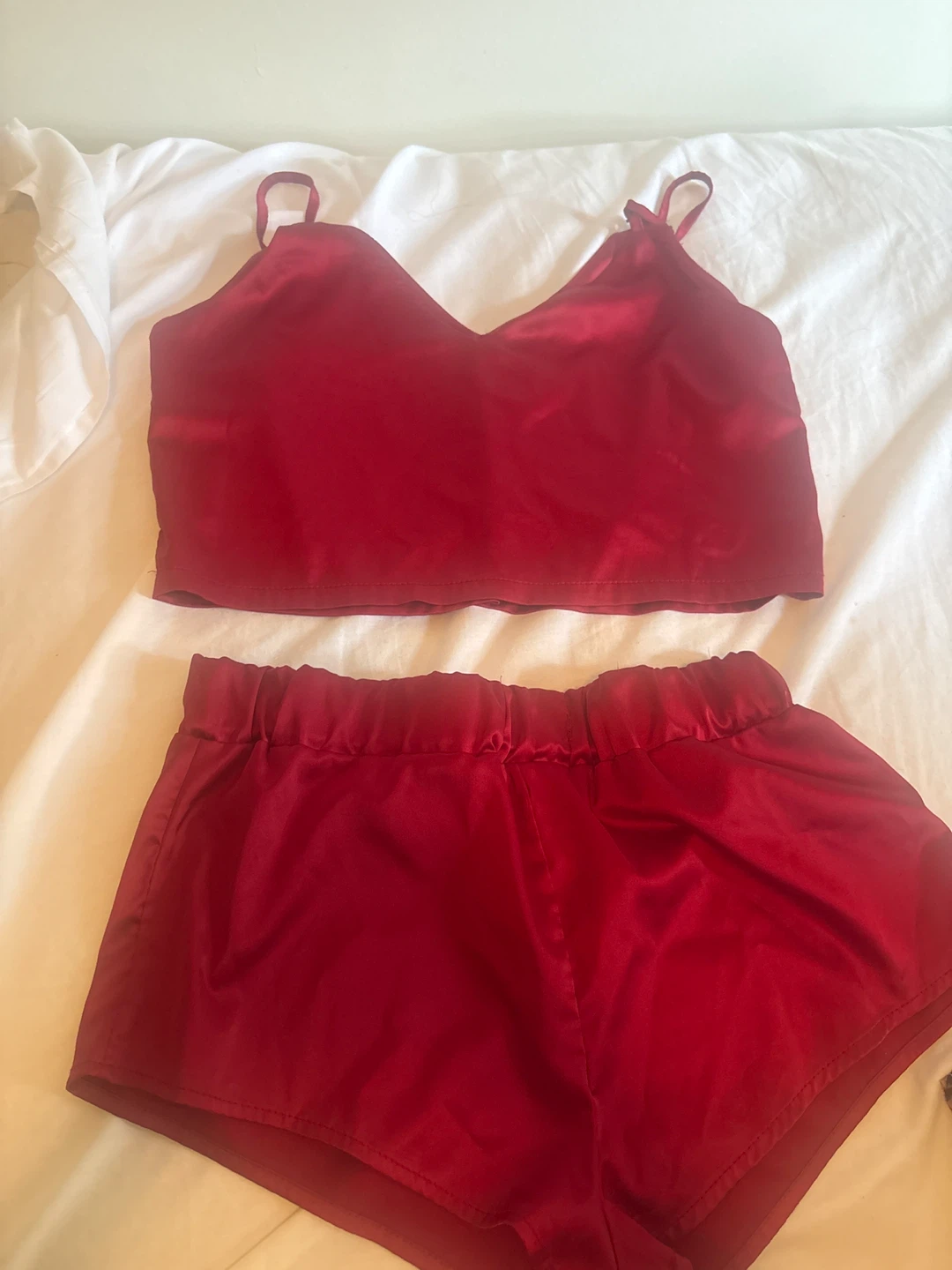 Red Satin Pajama Set