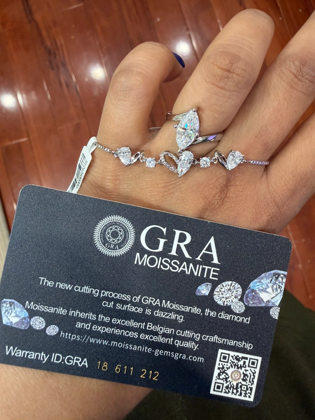 Moissanite marquise ring and bracelet set