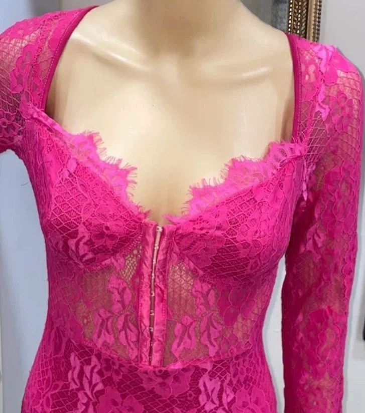 NAANAA Hot Pink Lace Long Sleeve Dress - photo 2