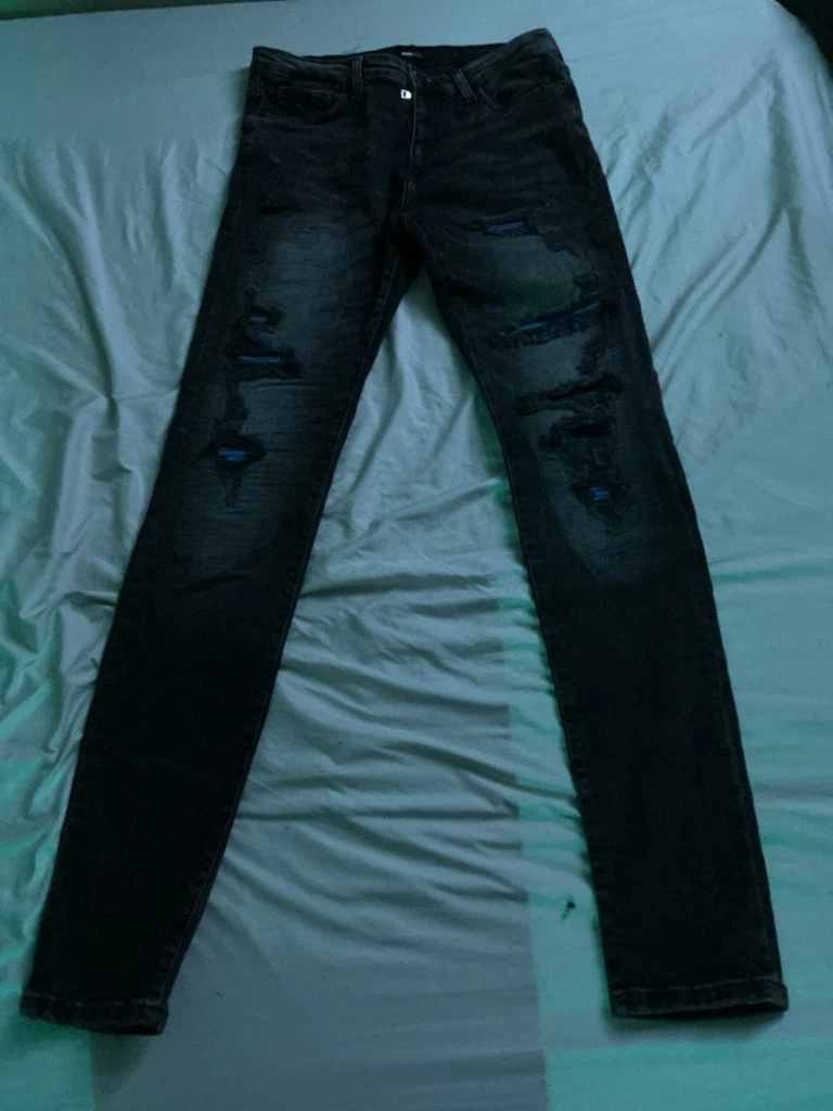 Fashion Nova Distressed Black Jeans