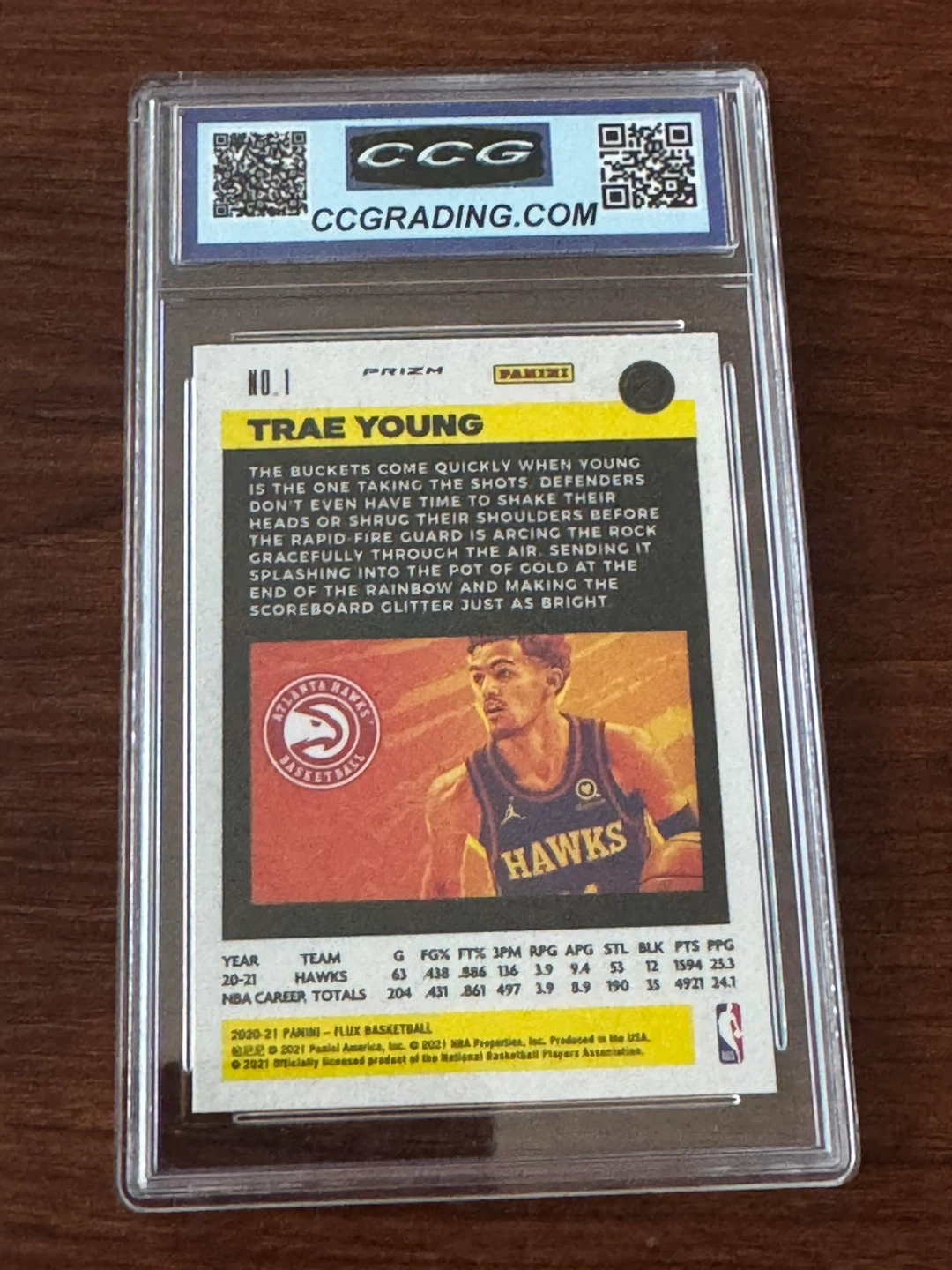 Trae Young 2020-21 Flux Prizm Silver Cracked Ice CCG 10 - photo 2