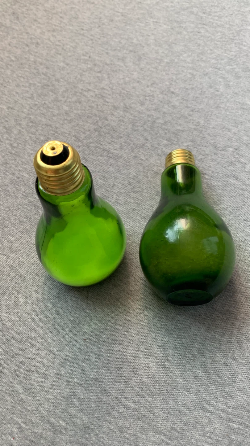 Vintage Green Glass Light Bulb Shaped Salt & Pepper Shakers - photo 2