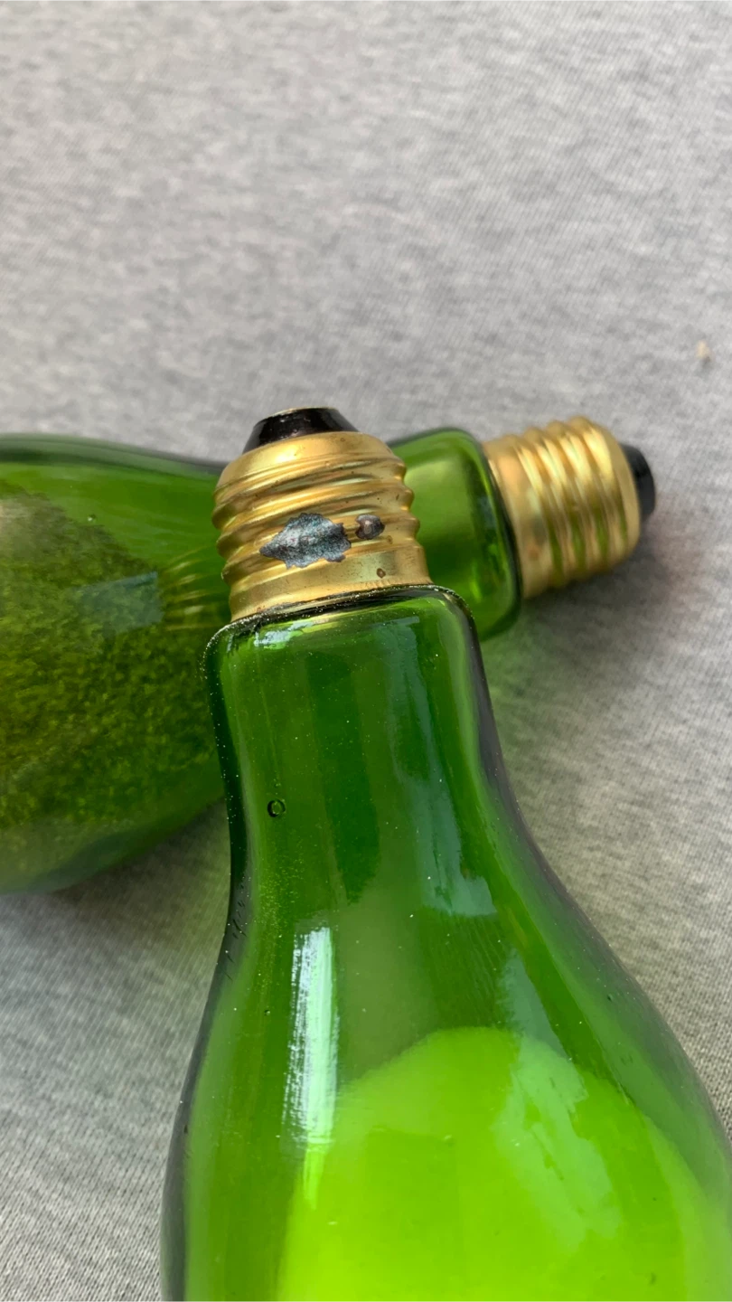 Vintage Green Glass Light Bulb Shaped Salt & Pepper Shakers - photo 4