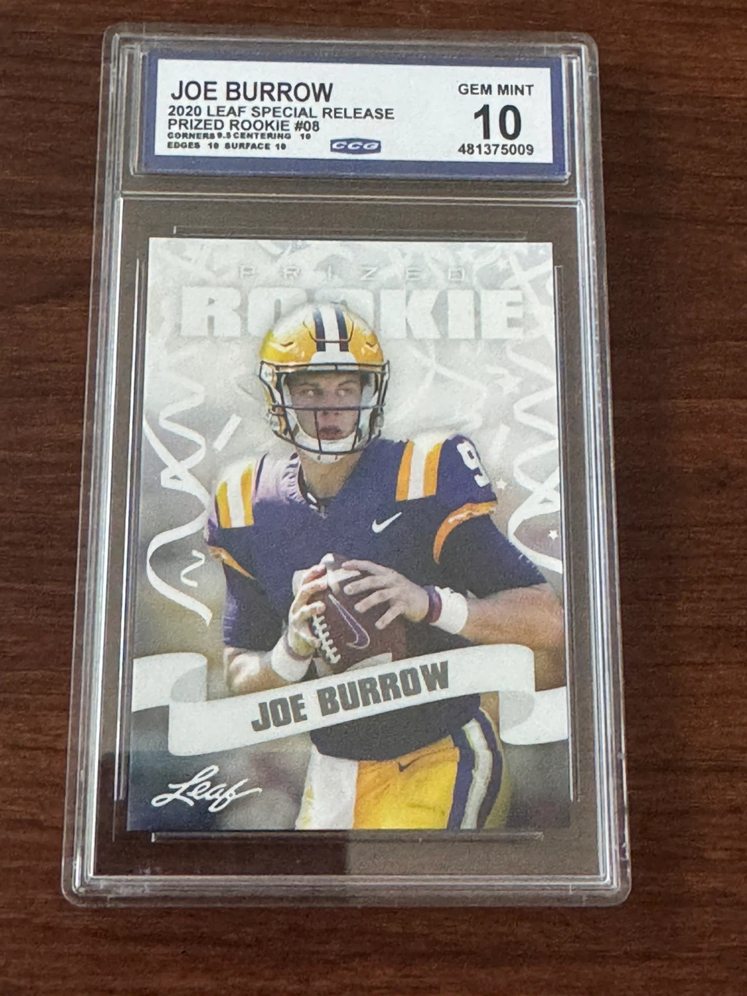Joe Burrow 2020 Leaf Prized Rookie Card #08
