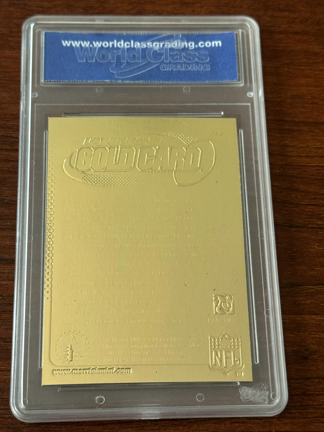 2003 Merrick Mint Tom Brady 23kt Gold Card WCG 10 - photo 2