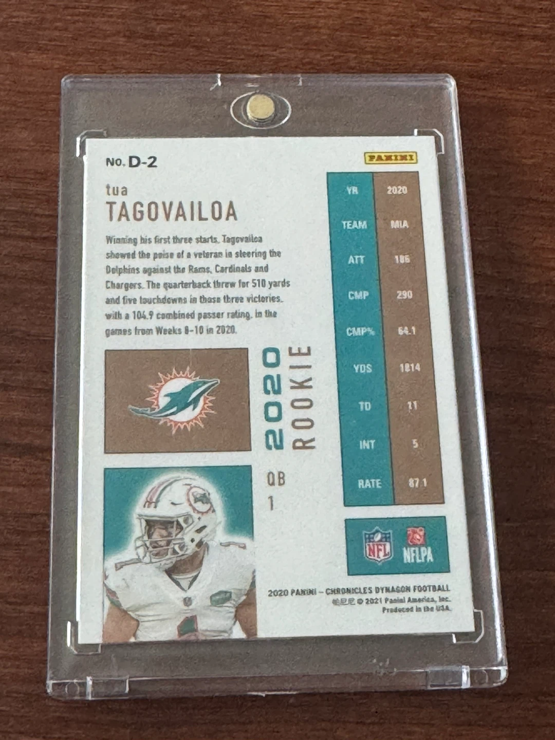 2020 Panini Chronicles Tua Tagovailoa Rookie Card - photo 2