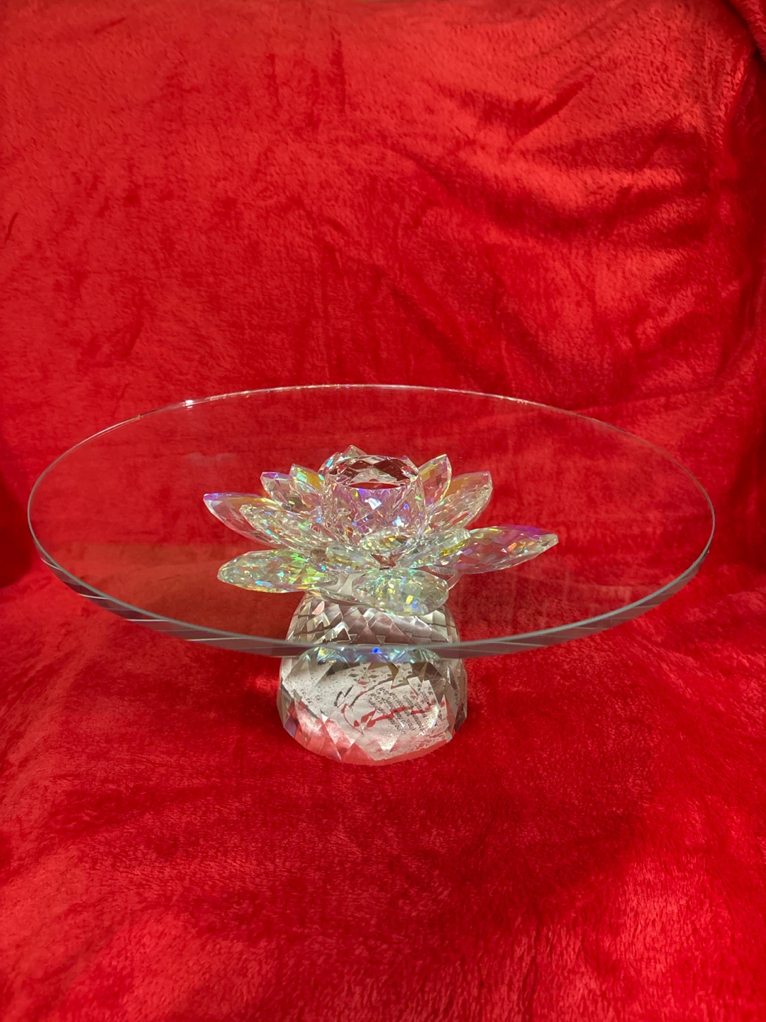 Tahari Home Crystal Lotus Flower Pedestal Tray