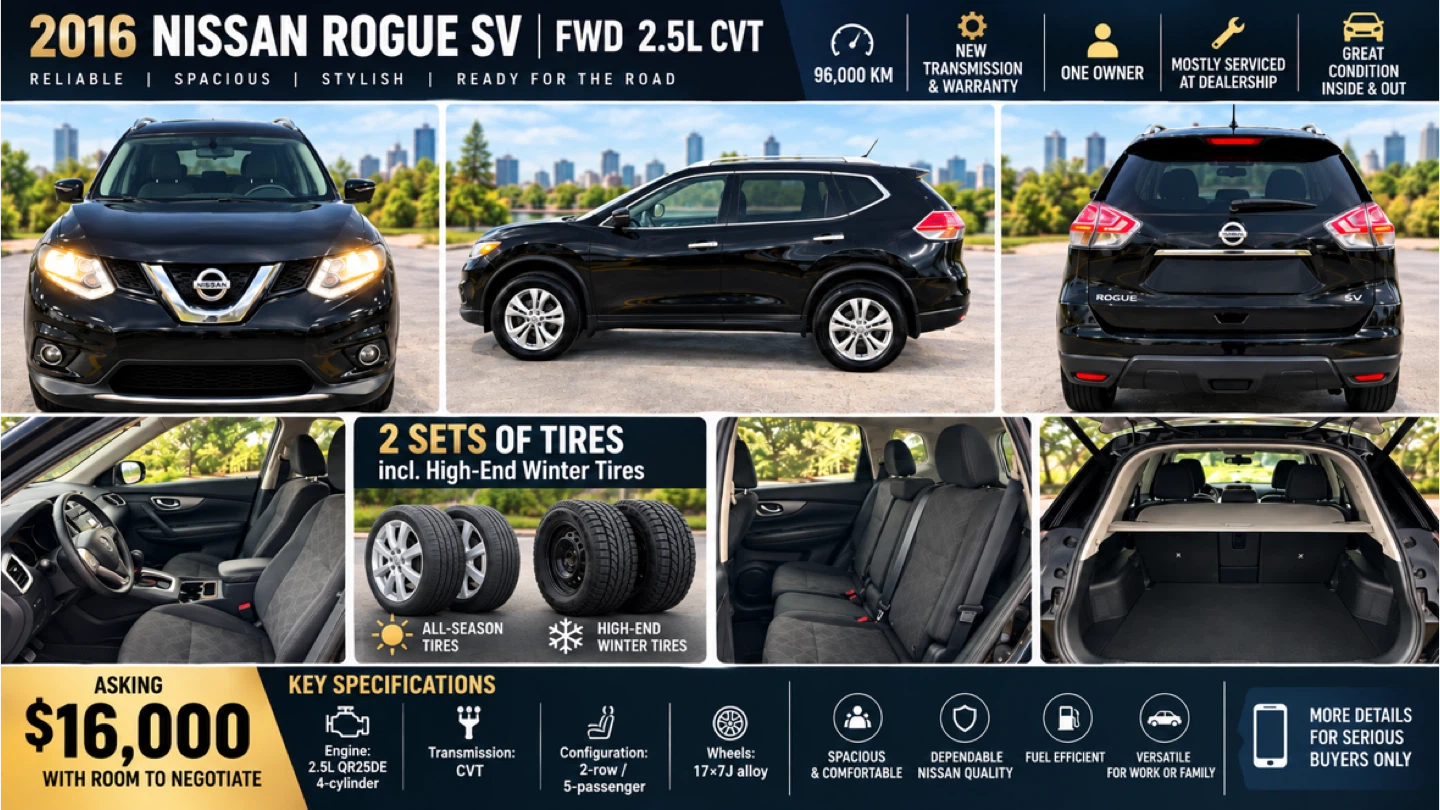 2016 Nissan Rogue SV new transmission two sets of tires
