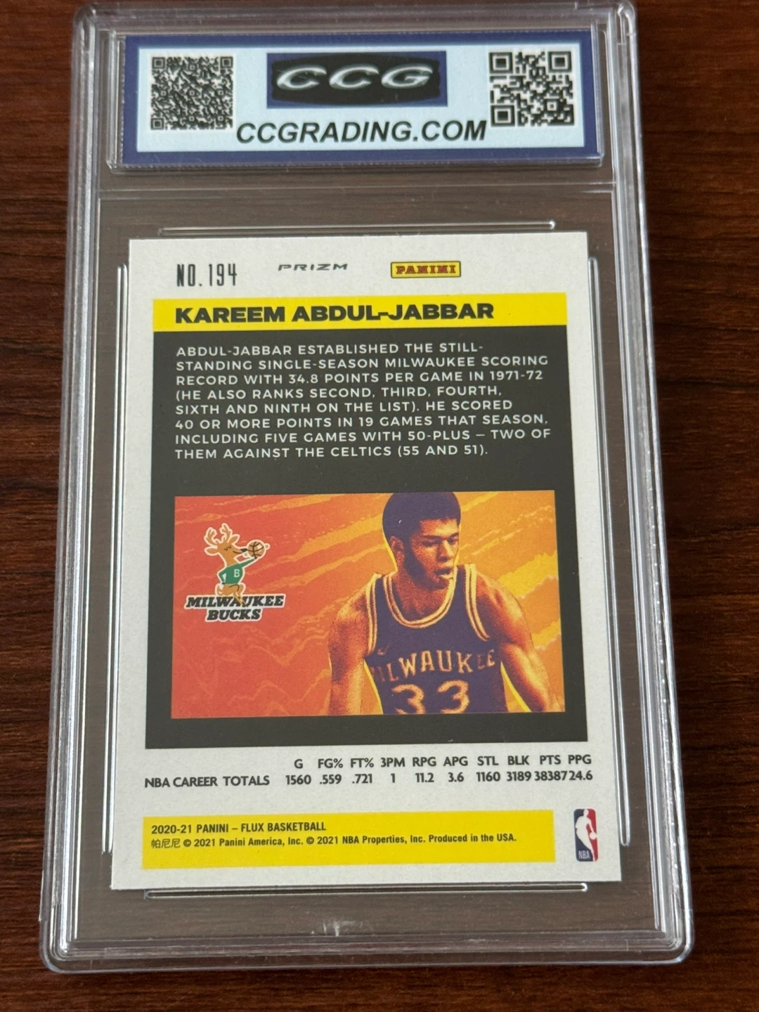 Kareem Abdul-Jabbar 2020-21 Panini Flux Silver Pulsar CCG 10 - photo 2