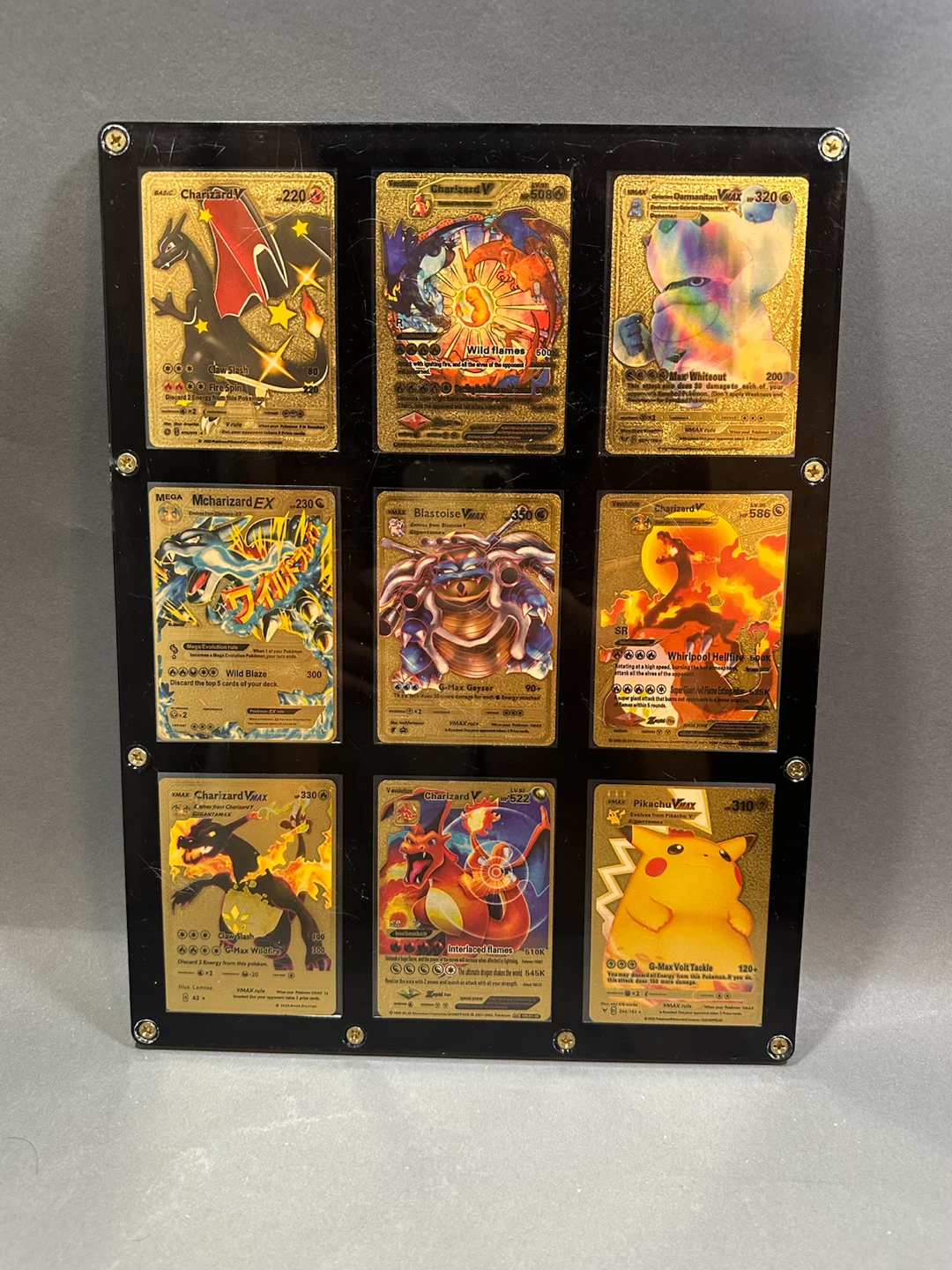 Pokémon Gold Fan Art Cards in 9-Card Display Frame