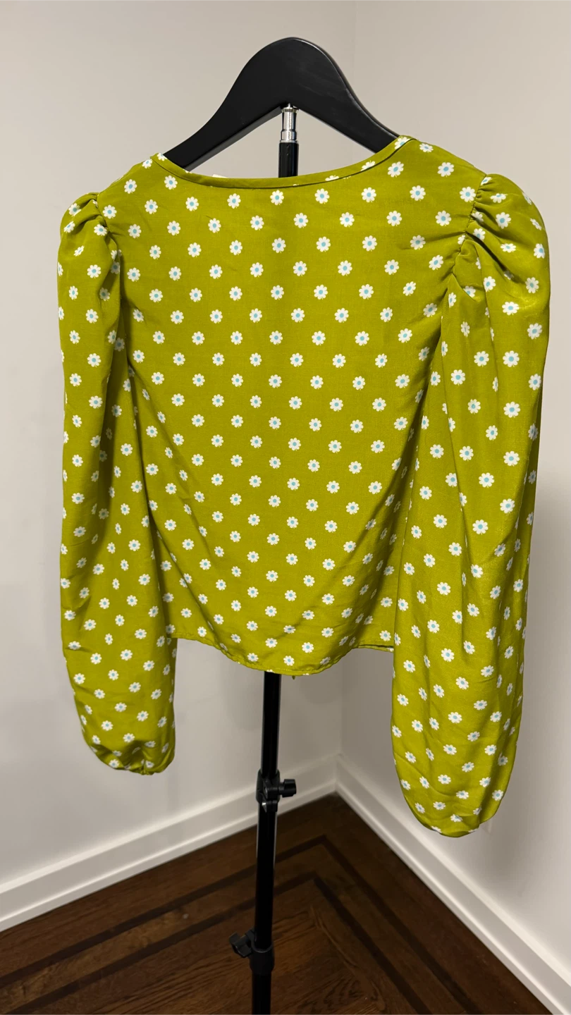 Levi's Green Floral Print Tie-Front Blouse - photo 4