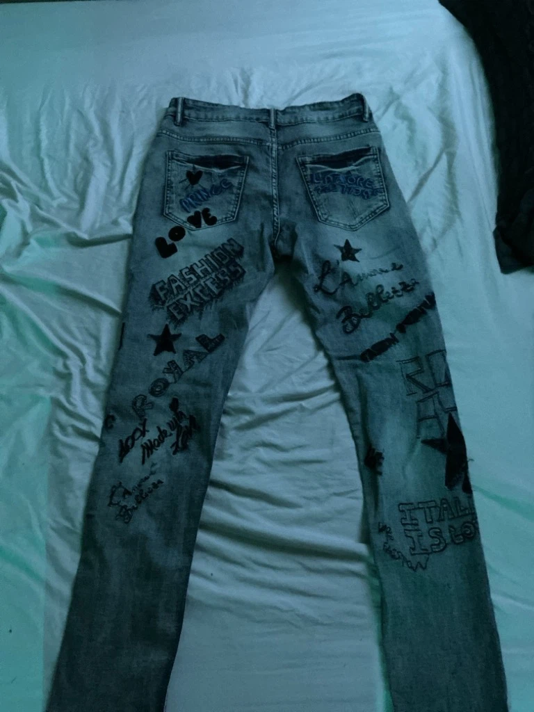 Graphic Print Denim Jeans - photo 2