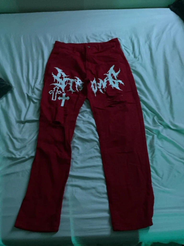 Red Graphic Denim Jeans