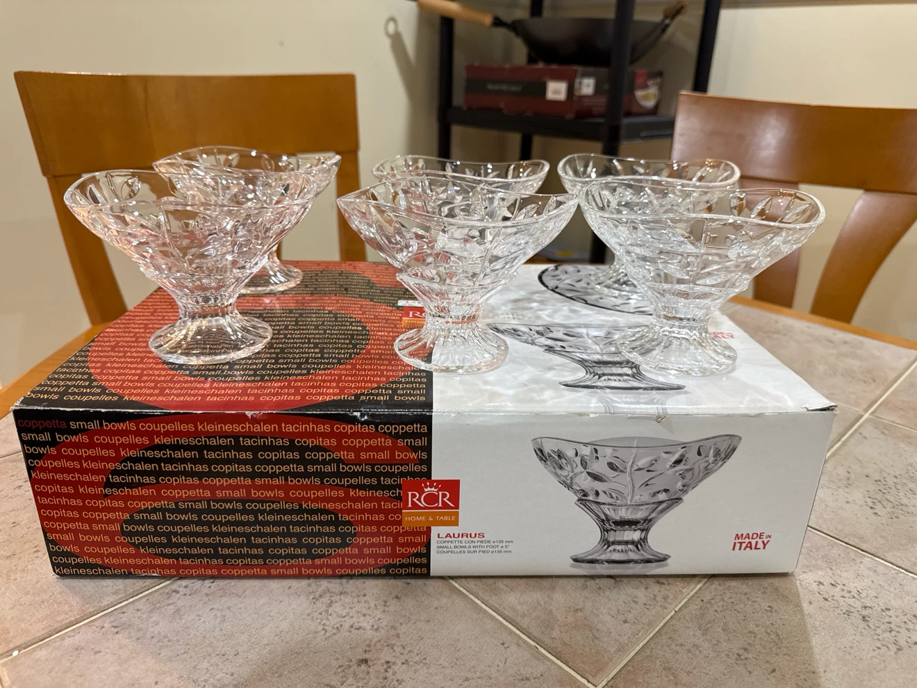 RCR Laurus Crystal Small Bowls with Foot - Set of 6
