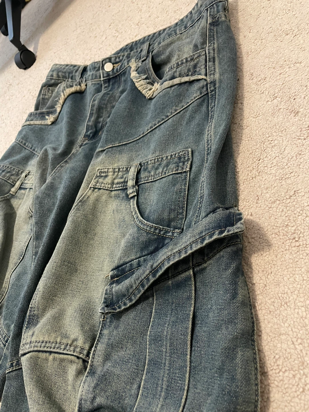 Blue Denim Baggy Cargo Jeans - photo 3
