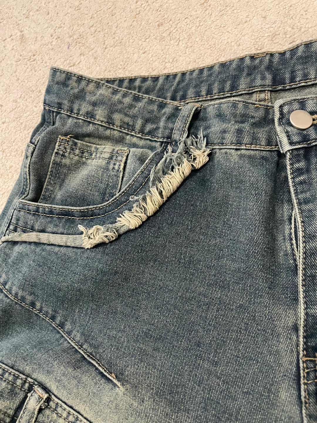 Blue Denim Baggy Cargo Jeans - photo 4