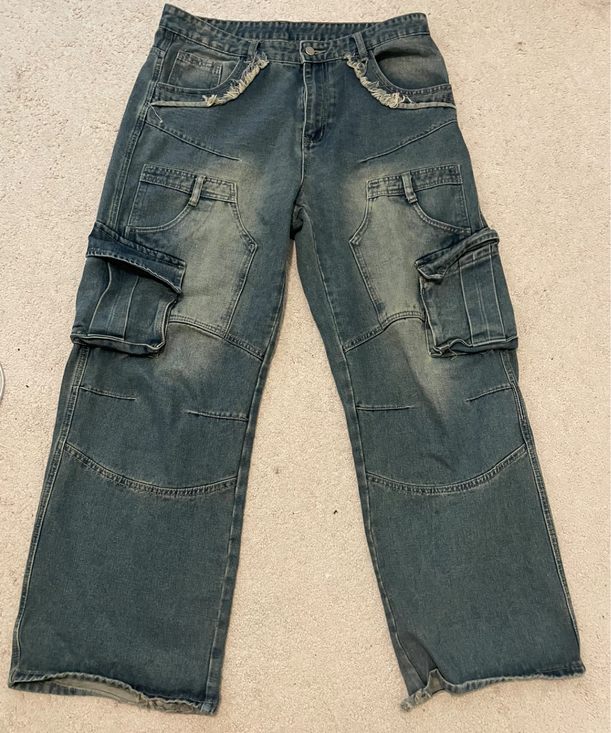 Blue Denim Baggy Cargo Jeans