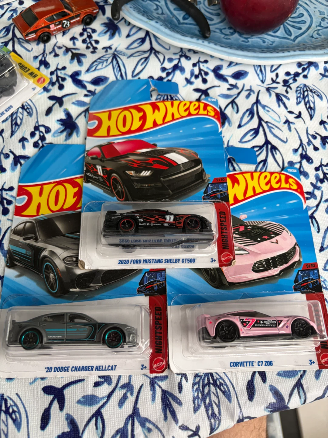 3 Hot Wheels Cars: Shelby, Charger, Corvette