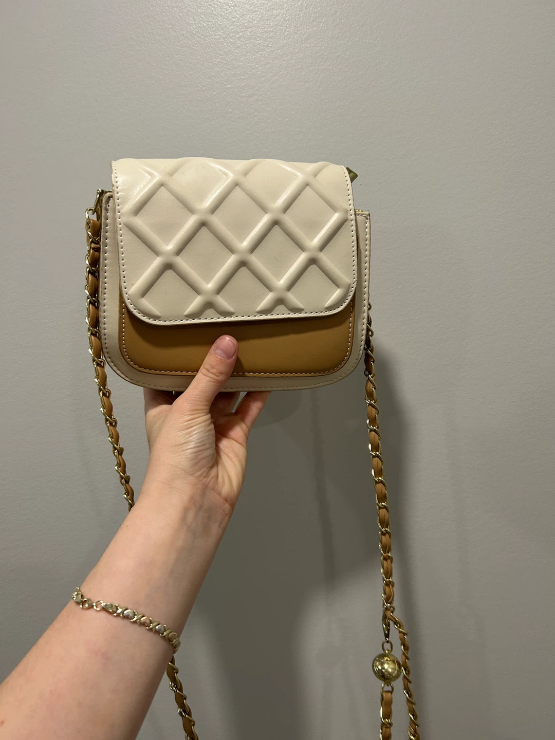Two-Tone Quilted Crossbody Bag