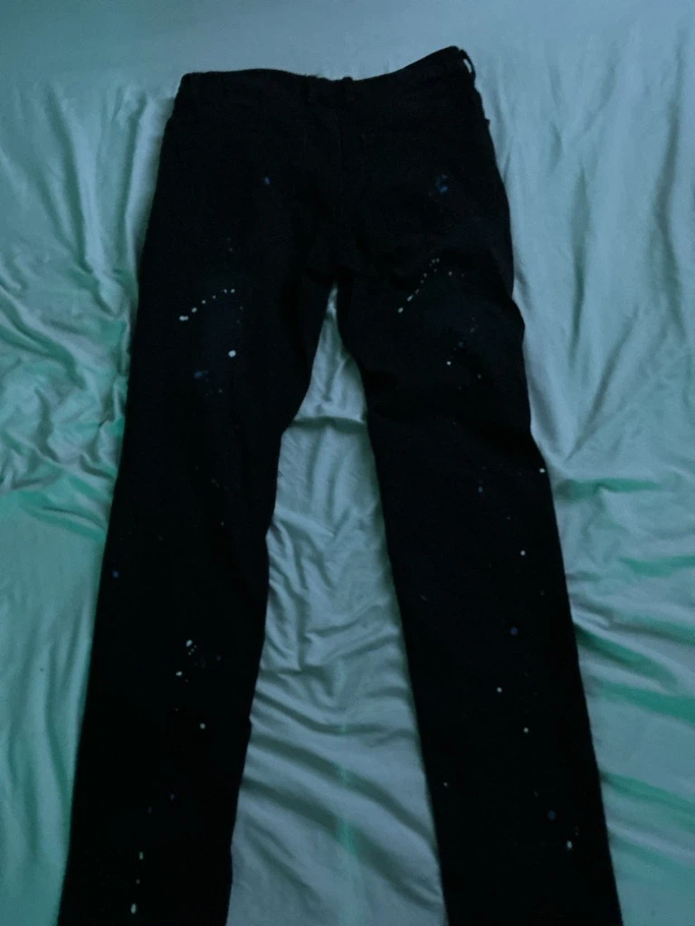 Black paint splatter denim jeans - photo 2