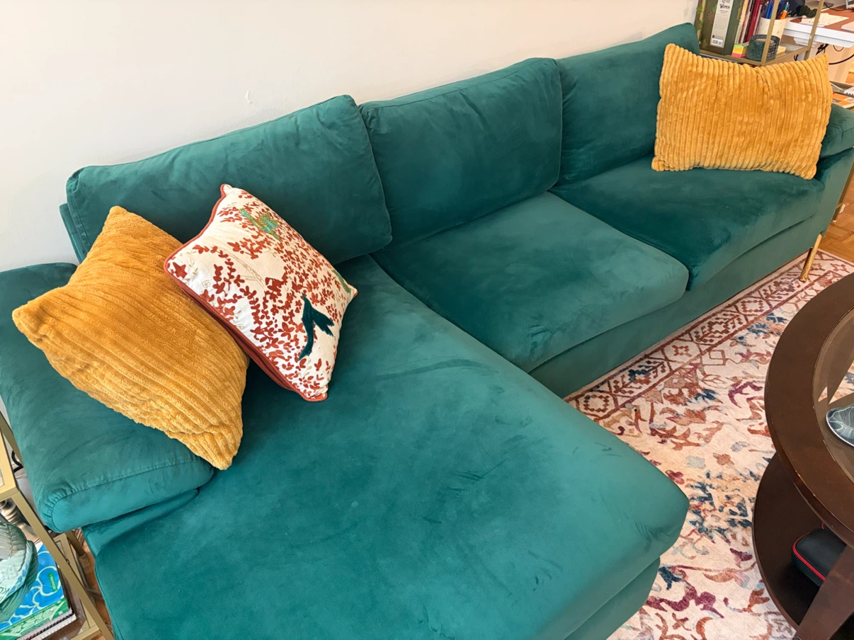 Emerald Green Velvet Sectional Sofa