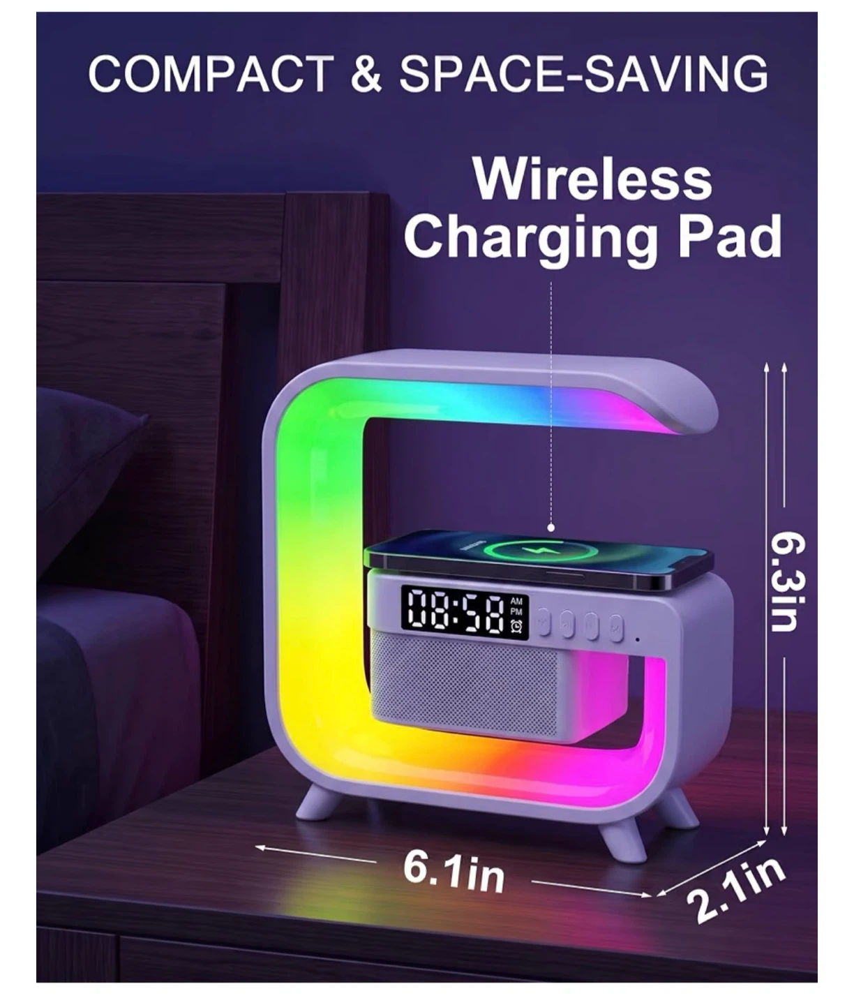 G3mini LED Wireless Charging Speaker and Alarm Clock - photo 4