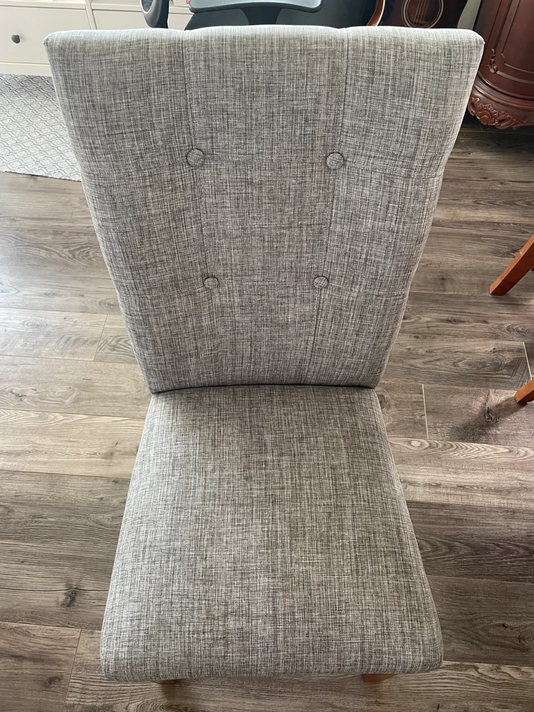 Grey Button-Tufted Dining Chair