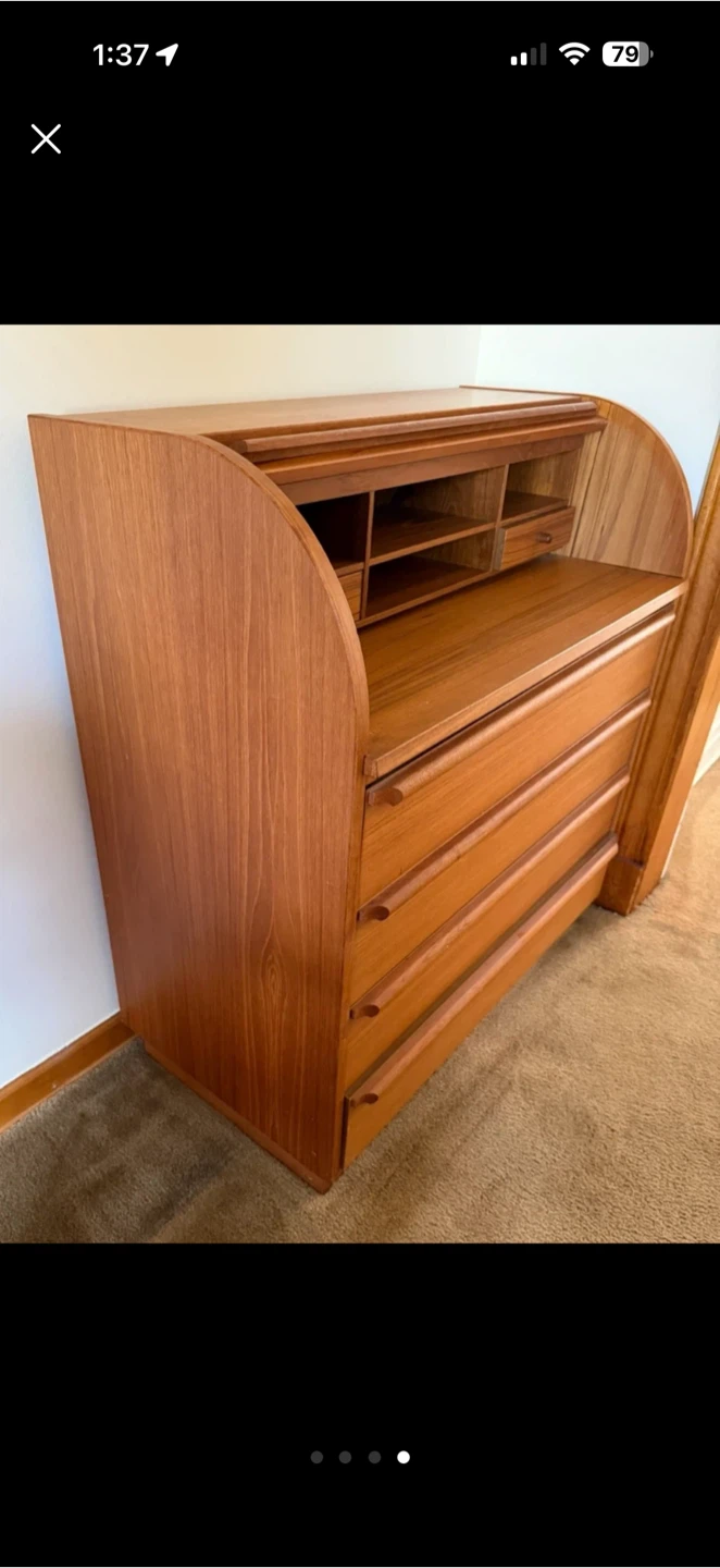 Mid-Century Modern Teak Roll Top Desk - photo 3