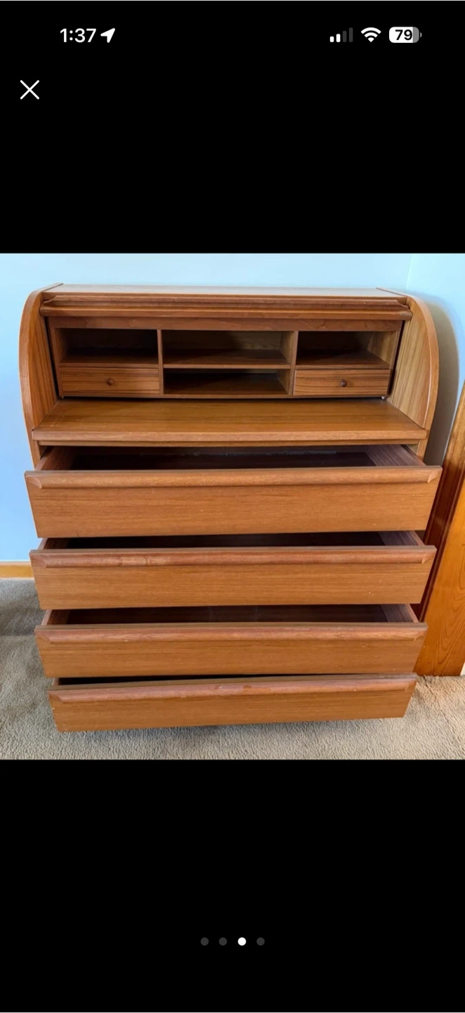 Mid-Century Modern Teak Roll Top Desk - photo 4