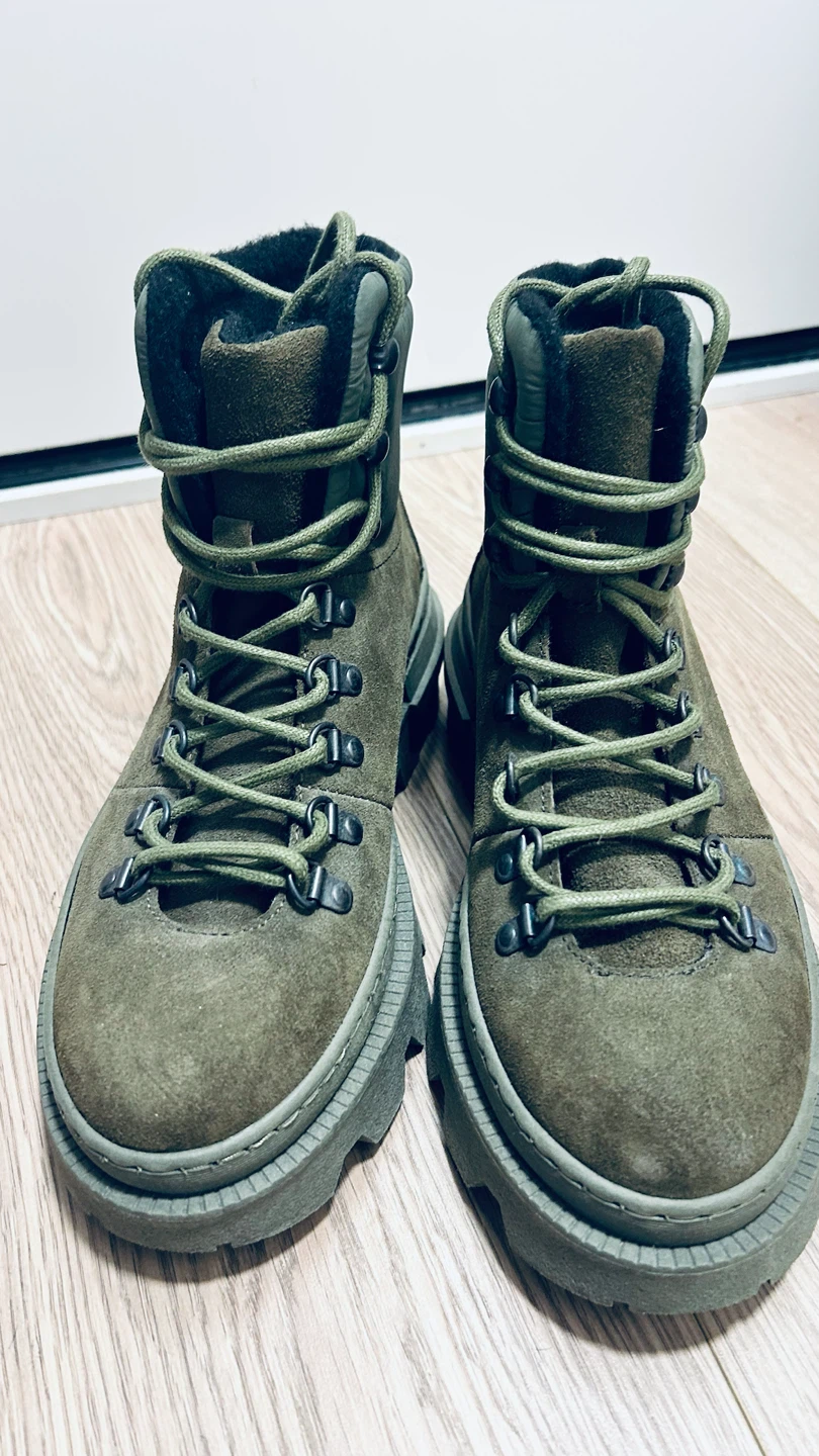 Women’s Olive Green Insulated Suede Leather Boots – Size 38 - photo 2