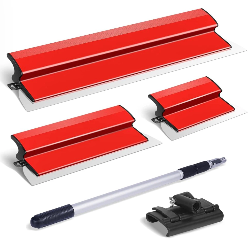 Drywall Skimming Blade Set with 27"-62" Handle & 10", 16", 24"