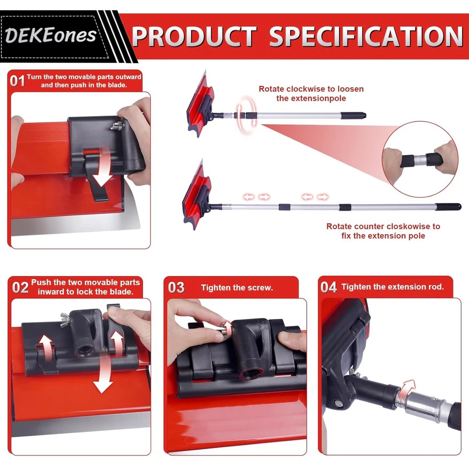 Drywall Skimming Blade Set with 27"-62" Handle & 10", 16", 24" - photo 4