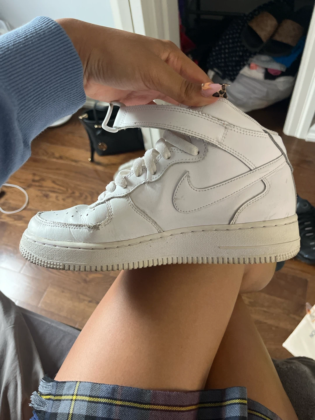 Nike Air Force 1 Mid White Size 7Y - photo 2