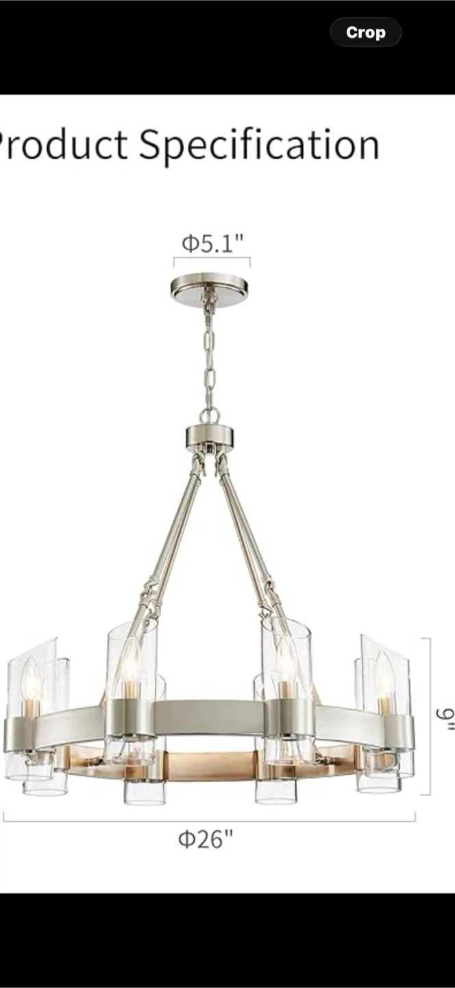 Wagon Wheel Chandelier 8-Light with Clear Glass