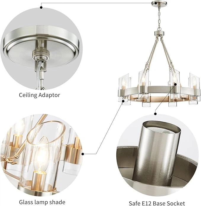 Wagon Wheel Chandelier 8-Light with Clear Glass - photo 3