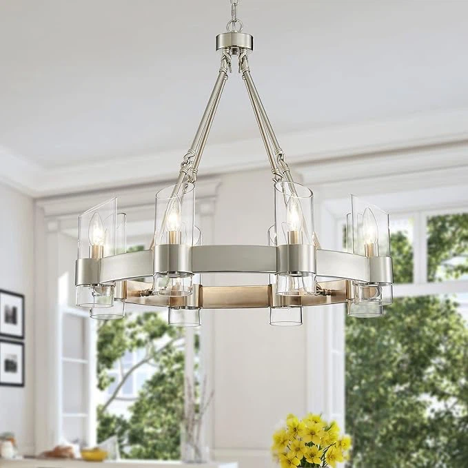 Wagon Wheel Chandelier 8-Light with Clear Glass - photo 5