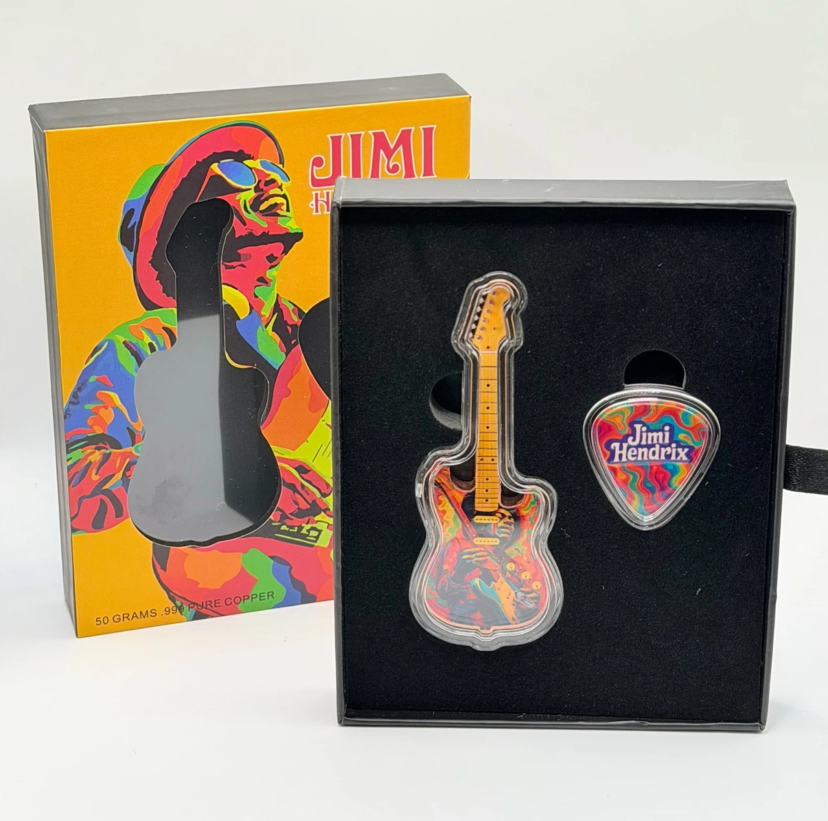 Jimi Hendrix 50 Grams .990 Pure Copper Guitar with pick