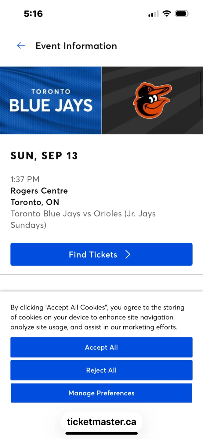Blue jays ticket (1) seat 100 level