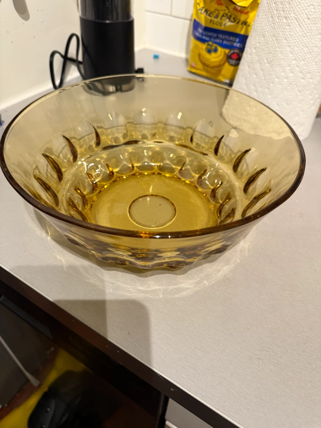 Amber Glass Serving Bowl