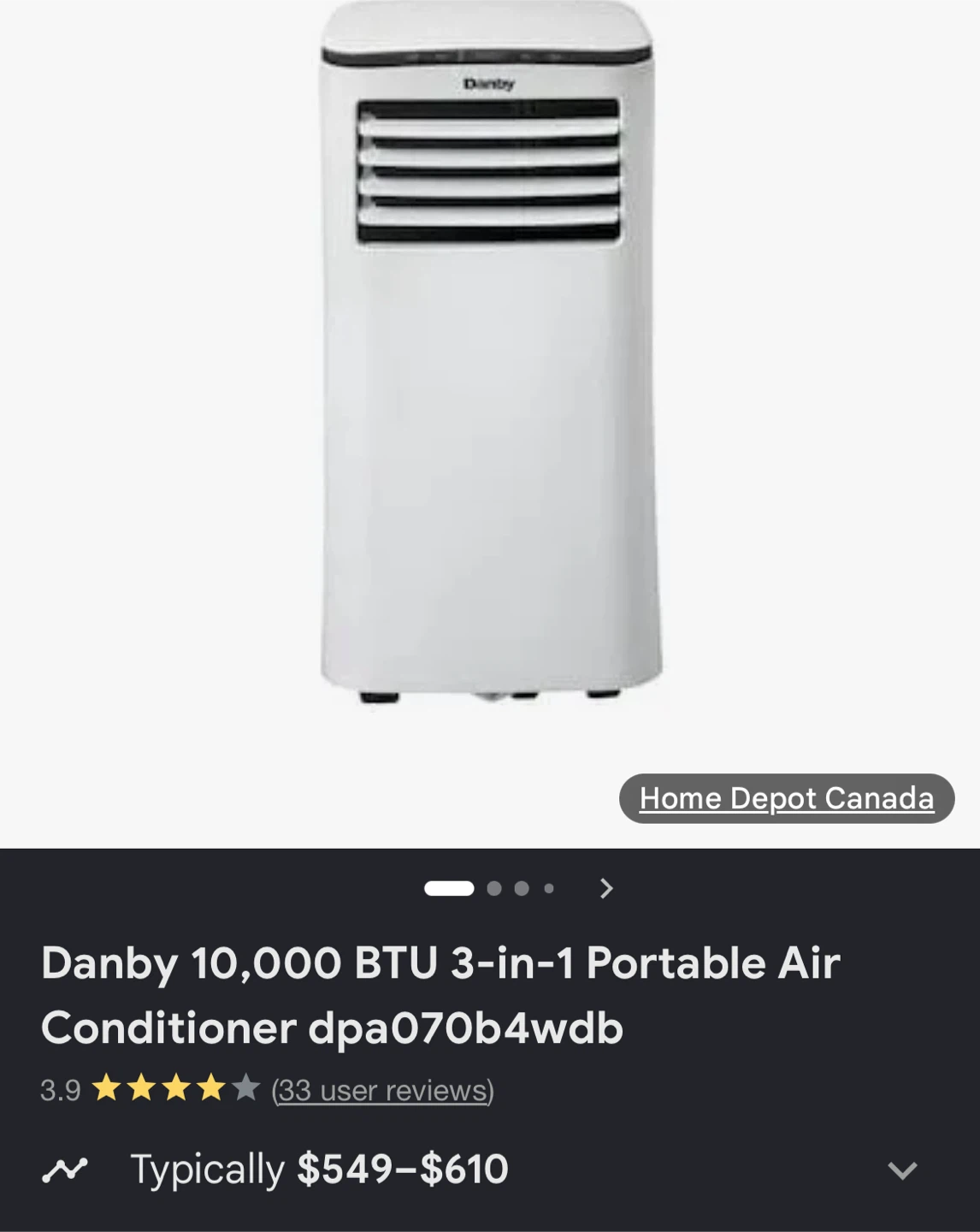 Danby 10,000 BTU 3-in-1 Portable Air Conditioner
