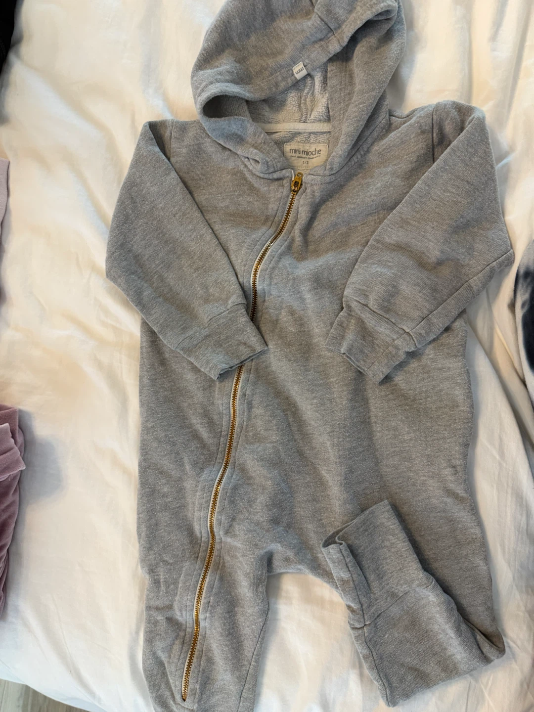 Mini Mioche Grey Zip Hoodie Romper 18-24 months