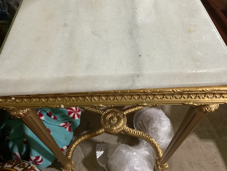 Vintage Gold and Marble Side Tables - photo 4