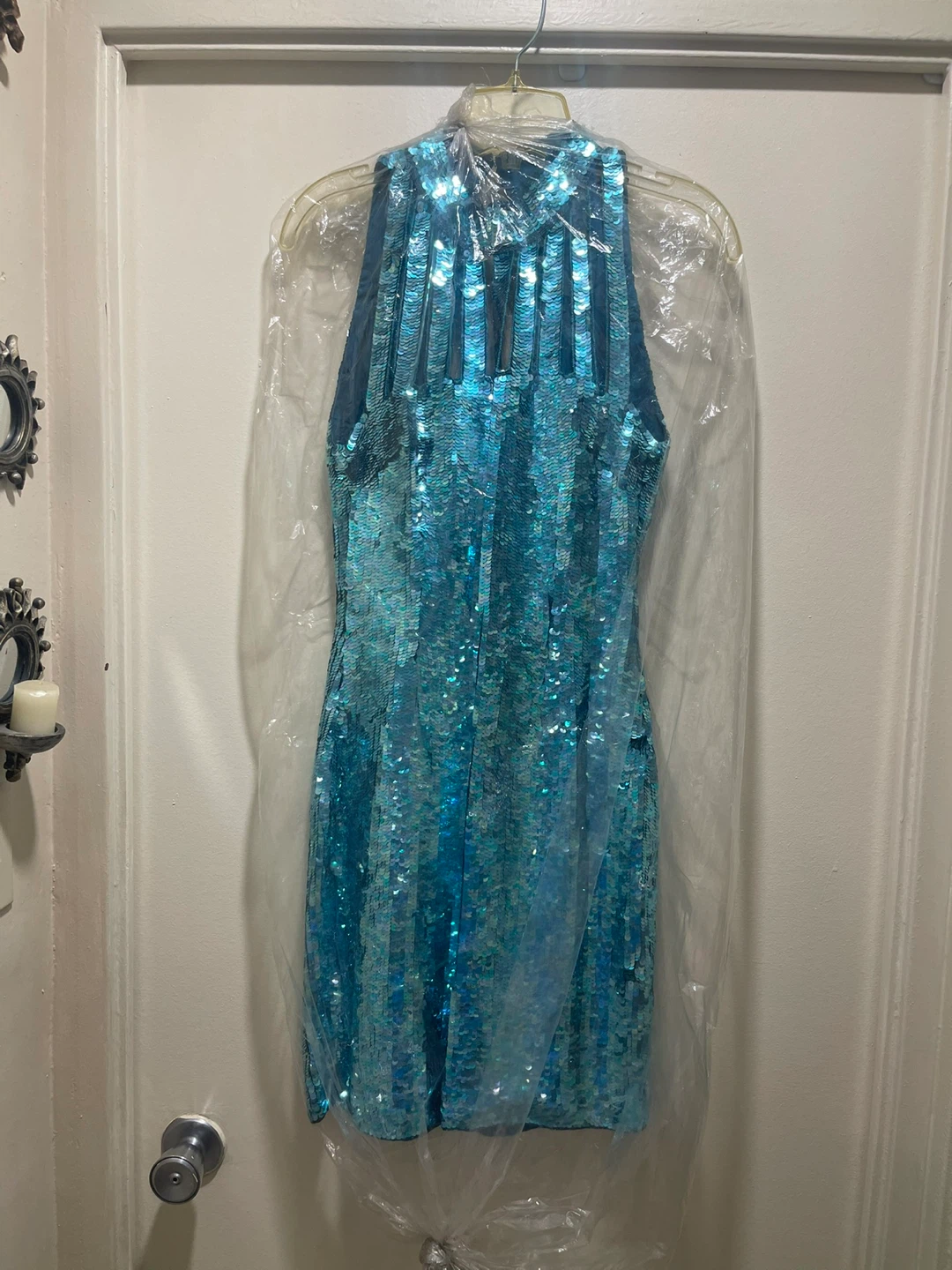 Bright blue sequin cocktail dress