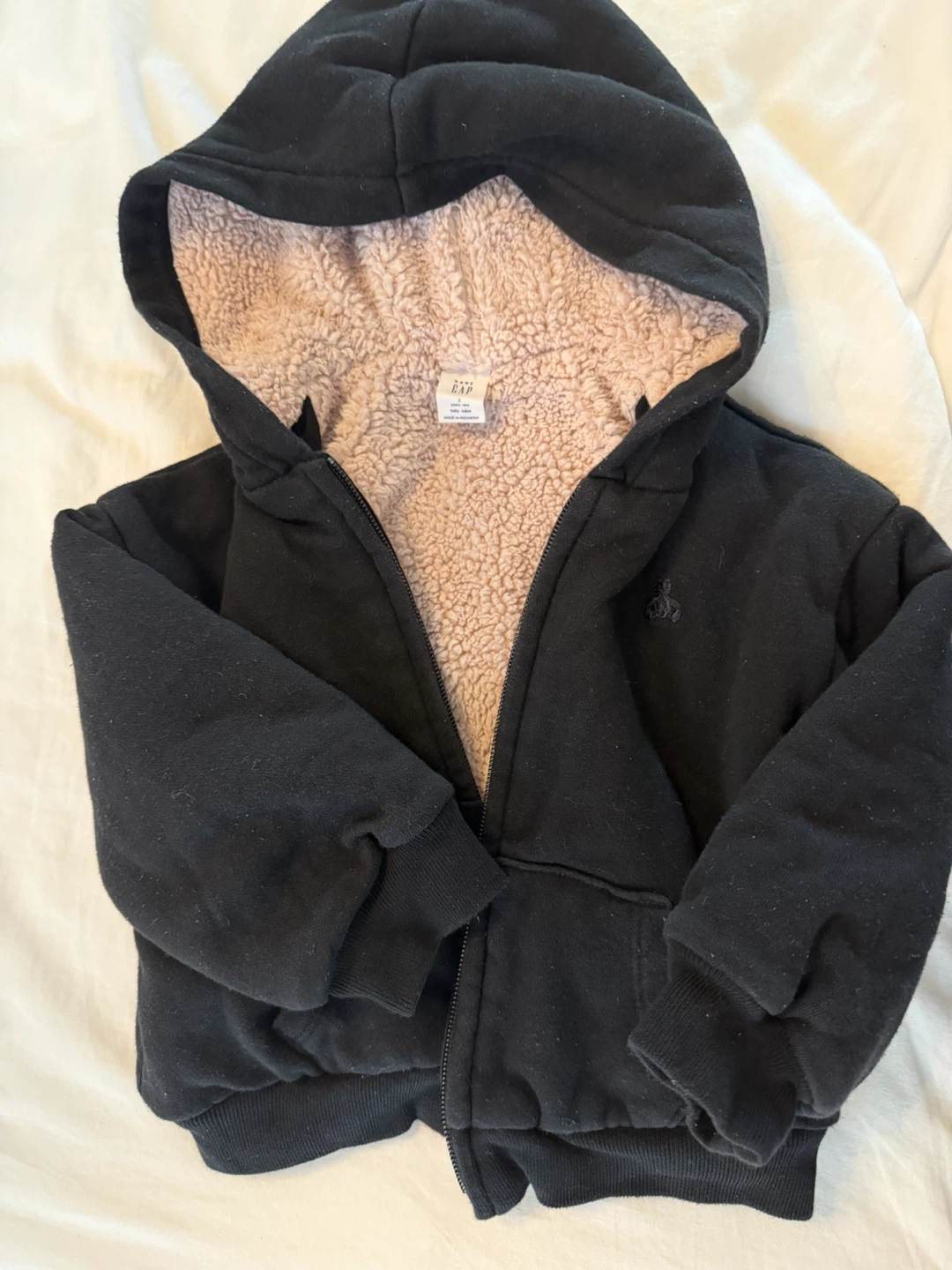 2t Baby Gap Black Sherpa-Lined Hoodie