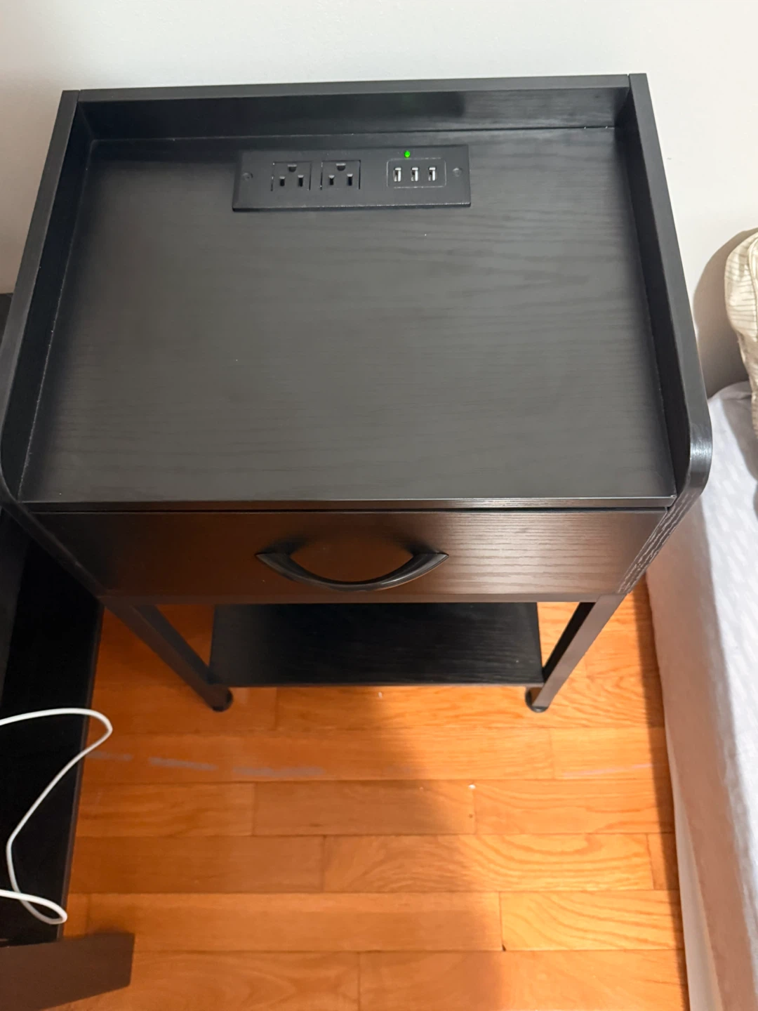 Black Nightstand with Charging Station - photo 2