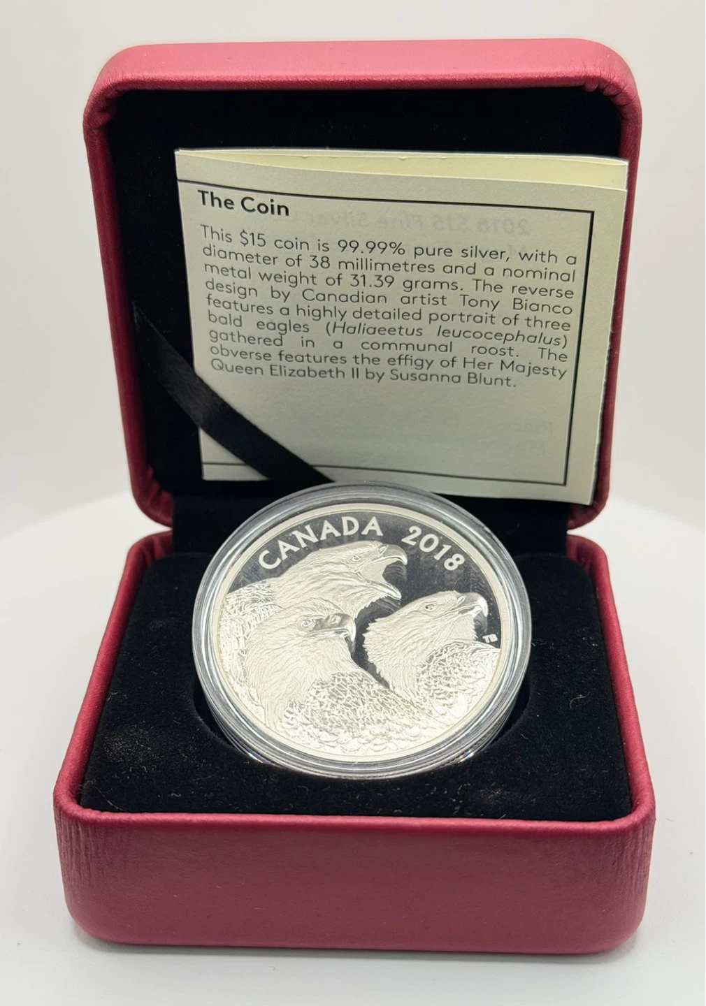 2018 $15 Magnificent Bald Eagles Fine Silver Coin - photo 2