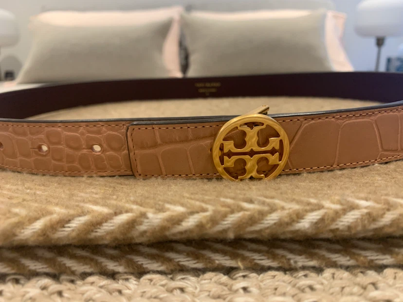 Tory Burch Belt - 1” Embossed Croc Logo Belt - photo 5