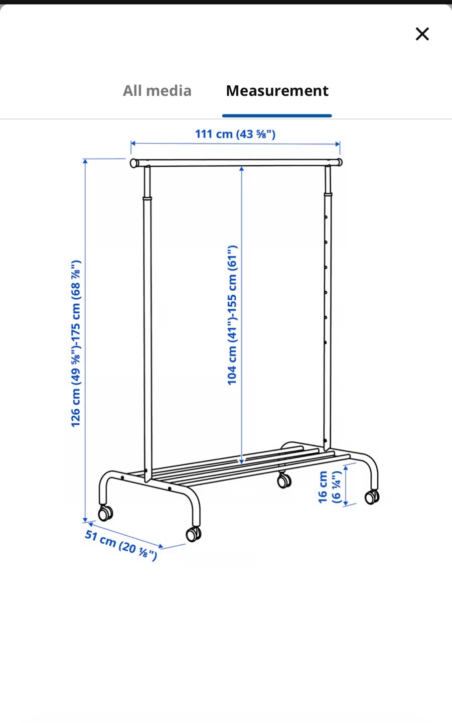 IKEA RIGGA Clothes Rack White - photo 2